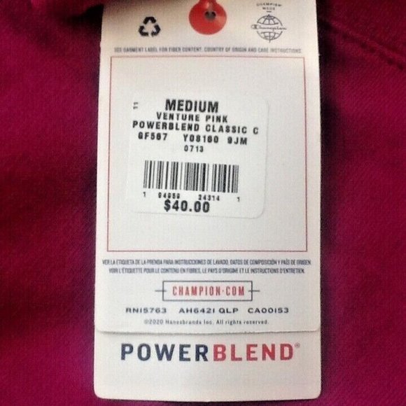 new Champion PowerBlend Women's Crew Neck Pullover VENTURE PINK color Sz MEDIUM - Picture 7 of 8